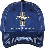 Checkered Flag Men's Ford Mustang Cap Tri-Bar Pony Adjustable Blue Hat