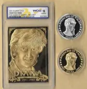 PRINCESS DIANA 1997 QUEEN OF HEARTS 1961-1997 23KT CARD, GOLD & SILVER COINS
