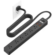 10 Ft Power Strip Surge Protector - 7 Outlets 4 USB Ports (2 USB C), Ultra Th...