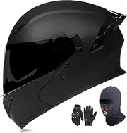 Full Face Modular Motorcycle Helmet ECE Approved Flip up Helmet Built-in Dual Speaker with Anti-Fog Double Visor for Adults