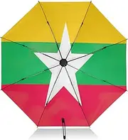 [RPLIFE] Travel Umbrella, Lightweight Durable Automatic Open/close Umbrella for Women, Travel Umbrellas for Rain, Wind and Sun, Myanmar Flag