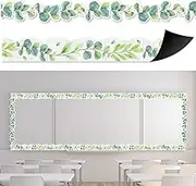12Pieces Magnetic Eucalyptus Classroom Bulletin Board Border for Teachers, Office Chalkboard, White Board Decor - Magnetic Border Strips Decorations