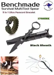 Benchmade Survival MultiTool Knife Spear Kydex Sheath 11-1 Paracord Bracelet