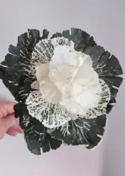 TWELVE Mini ornamental artificial cabbages with stem