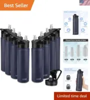 22oz Double Wall Stainless Steel Water Bottle with Straw and Spout Lid, Navy