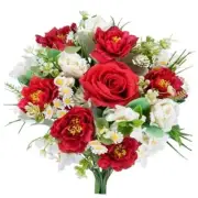 Artificial Christmas Bouquet with Red Rose Peony Hydrangea Silk 2408231424