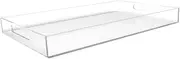 CLEAR SERVING TRAY - Spill Proof - 20 Large Premium Acrylic Tray for Coffee Table Breakfast Tea Food Butler - Decorative Display Countertop Kitchen Vanity Serve Tray with Handles by Vale Arbor