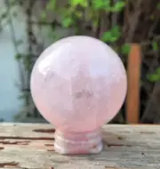 Rose Quartz Sphere w Rose Quartz Stand, Love, Nurturing, Stress Relieving, Heart