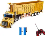 Generic RC Semi Truck and Trailer with Lights, Remote Controlled City Truck, 17.33"" 1:32 Scale Remote Control Dump Truck with 2 Rechargeable Batteries for 3+ Years Old Kids