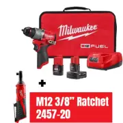 Milwaukee 3403-22 M12 FUEL 1/2" Drill Driver Kit + Free 2457-20 Ratchet