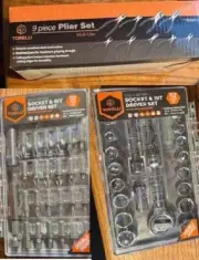2 of TORELLI SETS: Socket & Bit Driver 52 Piece Kit and 9-Piece Plier -Brand New