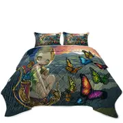 Fantasy Beautiful Fairy and Butterfly Chariot Coverlet