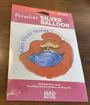 RARE M&D Balloons Pawprints Silver Balloon Get Well Soon New