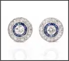 Art Deco Halo Wedding Earrings 14K White Gold Plated 2.3 Ct Simulated Diamond