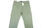 COTTON ON ARMY GREEN HERRINGBONE 38 TACTICAL CARGO PANTS MENS NWT NEW