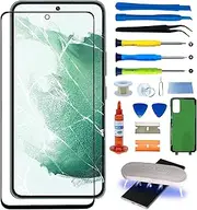 Original Samsung Galaxy S22 Ultra Screen Replacement 6.8 inch Front Outer Glass Lens Screen Repair Kit incl Waterpoof Frame Adhesive,Repair Glue and Lamp Tool Kit(No Digitizer,No LCD)