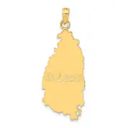 14k Yellow Gold ST. LUCIA Island Map Pendant