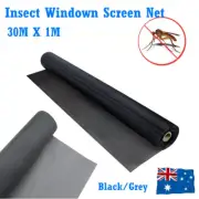 100FT /30M Roll Insect Flywire Window Fly Bug Insect Screen Net Mesh Black/ Grey