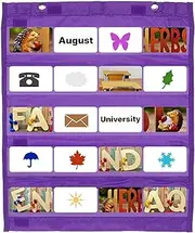 uxcell Magnetic Pocket Chart, Small Pocket Chart Mini Double Sided Classroom Pocket Chart Organizer Wall Hanging for Classroom Supplies, Purple