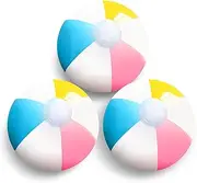 Novelty Place Inflatable Beach Balls - 3 Pack, 12" Diameter, White Panels Alternate with Macaron Colors, Leak-Proof PVC - Summer Beach Pool Party Supplies, Fun Floating Toys for Teenagers, Adults