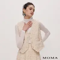 在飛比找momo購物網優惠-【MOMA】立體毛鬚格紋背心(杏色)