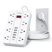 Power Strip with USB, Flat Plug Extension Cord Surge Protector 5 Ft, Power St...