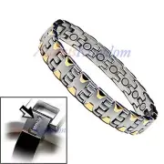 ACCENTS KINGDOM MENS 2 TONE MAGNETIC THERAPY TITANIUM GOLF BRACELET T16