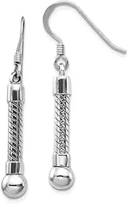 [JewelryWeb] 925 Sterling Silver Shepherd hook Reflections Medium Earrings 34.55x5.00mm Wide Stud Earring for Women
