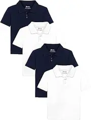 [Poroka] 4 Pack Boys Children's Cotton Short Sleeve Polo Shirts Solid Boys School Uniform Polo Short Sleeve