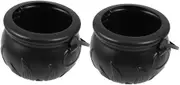 Ciieeo 4pcs Witch Bucket Basket Big Cauldron Pots Halloween Serving Decoration Creepy Treat Bowl Indoor Skull Witch Cauldron Candy Bucket Halloween Decor Witches Large Party Black