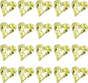 uxcell 20 Pcs 3D Heart Light Yellow Nail Rhinestones 12x13mm K9 Glass Crystal Rhinestones Pointed Back Crooked Heart Gems for Nail Charm Art DIY Decoration Craft