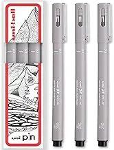 Uni Pin Fineliner Drawing Pen - Light Grey Ink - 0.1mm Nib - Pack of 3 - In Gift Box