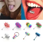Rubber Stainless Steel Stud Ring Body Piercing Vibrating Tongue Bar Barbell