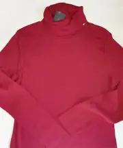 TOMMY HILFIGER women`s Long Sleeve Turtle Neck shirt Flag Logo Red Size M