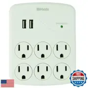 Woods 41079 Surge Protector with 6 Outlets and 2 USB Type A Ports with 1000J