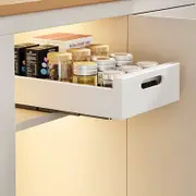 Kitchen Cabinet Pull Out Slide Drawer Shelf Organiser Rack Storage Holder Spices,No Drill Slide Out Drawers 25cm White