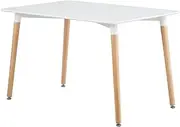 Priceworth Oliver 120cm Rectangle Dining Table, Perfect for Your Dining Chairs, Living Room Furniture, Made of Medium Density Fibre Board, Solid Wooden Legs, Steel Fixing, 75 H x 120W x 80D CM, White