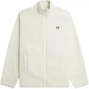 [Fred Perry] Mens Unisex M6671 Zip Through Borg Fleece Coat Jacket in Ecru Cream - XXL, Ecru, XXL