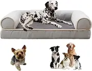 LHTJHP Large Dog Bed,Tough Dog Bed,Sofa Dog Bed for Large Dogs,Indestructible Dog Beds Chew Proof,Foam Large Dog Bed W/Removable Washable Pillow Cover, Waterproof Dog Couch Bed With Anti-Slip Bottom,L