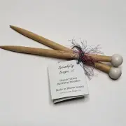 Serendipity Designs White Birch Wood Knitting Needles Sz 11 Polymer Clay Finials