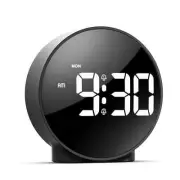 Digital Alarm Table Display Time Night Light Desktop Round USB Home Decor Gifts