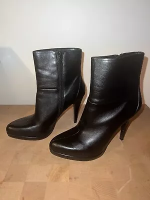 Nine West RockSolid Black Synthetic Heel Stylish Boots US Womens Size 8.5 M