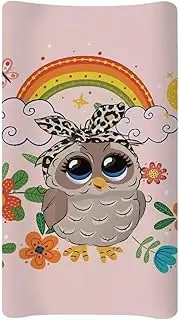 Psesaysky Owl Rainbow Baby Changing Pad Cover Lightweight Soft Diaper Changing Cover Stretchy Breathable Waterproof Nursery Pad Change Cover