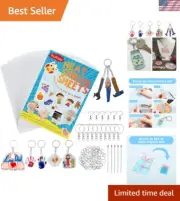 145-Piece Shrink Plastic Art Kit: 20 Sheets & 125 Keychain Accessories