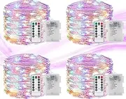2 Pack Fairy LED String Light Battery Operated, 12M 120LED String Fairy Lights USB Powered Copper Wire Lights with Remote Timer,8 Mode Waterproof for Christmas Bedroom Party Garden Wedding Decorative