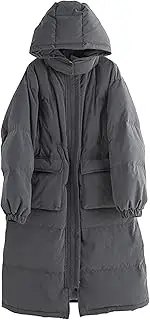 [JEShifangjiusu] Thick Waterproof Coat Thick Coat With Hat Long Winter Feather Clothing, grey, 3XL