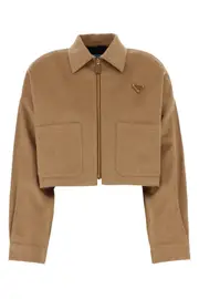 Prada Zip-Up Cropped Jacket IT38 camel brown