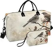 [YXYZRMY] Travel Duffel Bag Gray Birds Branch Gym Bag Sports Tote Bag with Multiple Interior Pockets Shoulder Weekender Bag for Women Men with Toiletry Bag 20.5”x 7.9”x 13.8, Multi-Colored, one size