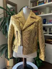 Gucci New with Tag gold leather motorcycle jacket