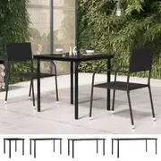 Garden Dining Table Outdoor Patio Dinner Table Black Steel and Glass vidaXL